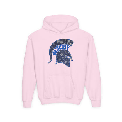 Bixby Spartans Snowflake Helmet Youth Hoodie, Kids Winter