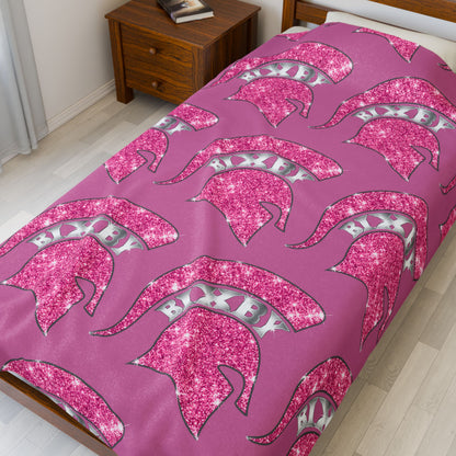 Spartan Pink Bling Logo Velveteen Plush Blanket
