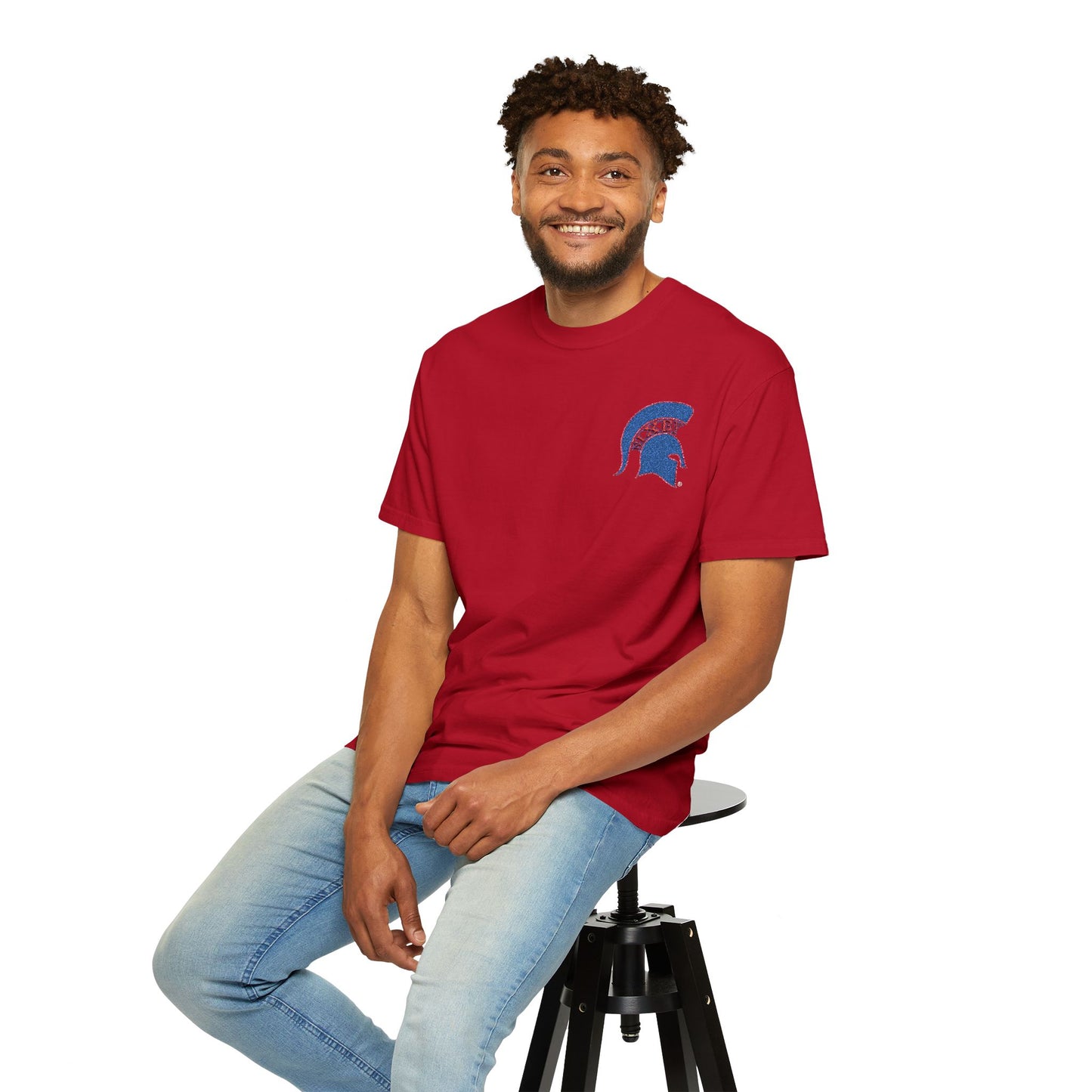 Bixby Spartan Red Embroidered Logo Comfort Colors Tee