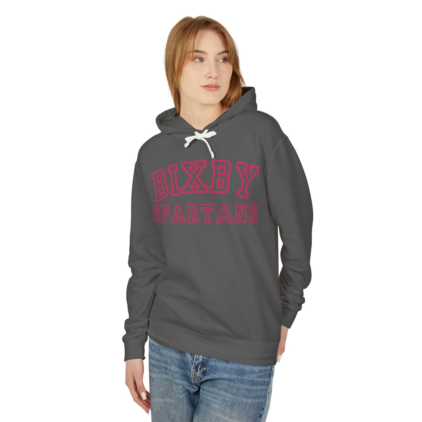 Bixby Spartans Pink Print Premium Comfort Colors Hoodie