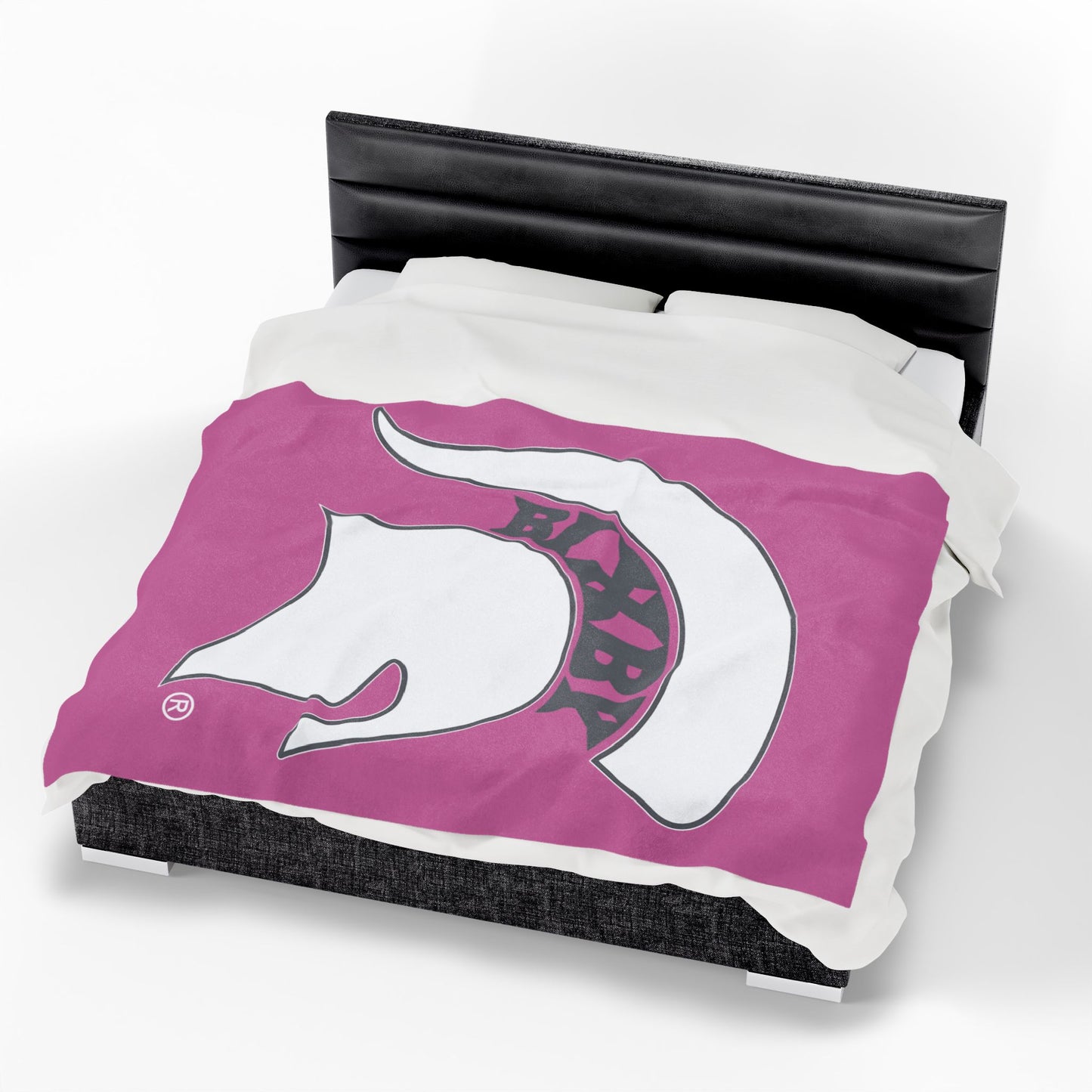 Spartan White Logo Velveteen Plush Pink Blanket