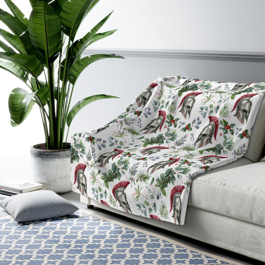 Spartan Christmas Floral Sherpa Fleece Blanket