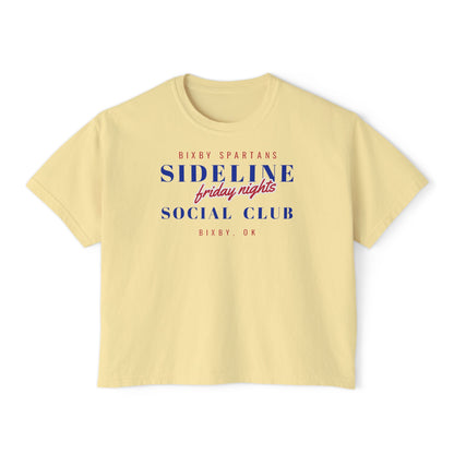Bixby Spartans Sideline Social Club Friday Nights Women's Boxy Tee – Football Mom Shirt