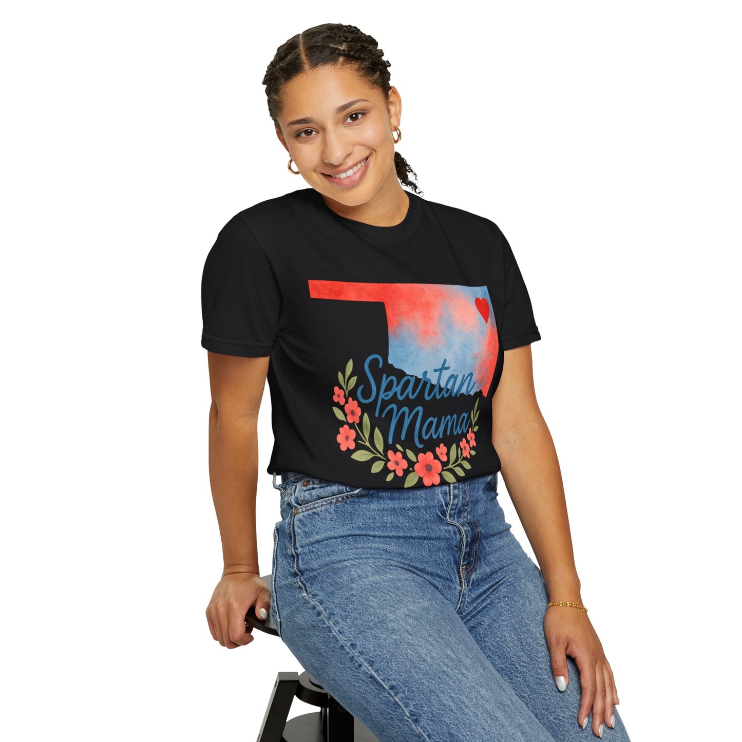 Spartan Mom Bixby OK Watercolor Comfort Colors Tee