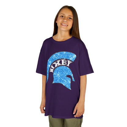 Bixby Spartan Blue Helmet Bling Youth Gildan Tee