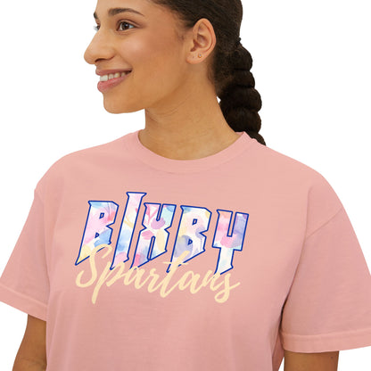 Bixby Spartans Comfort Colors Retro Floral Boxy Tee