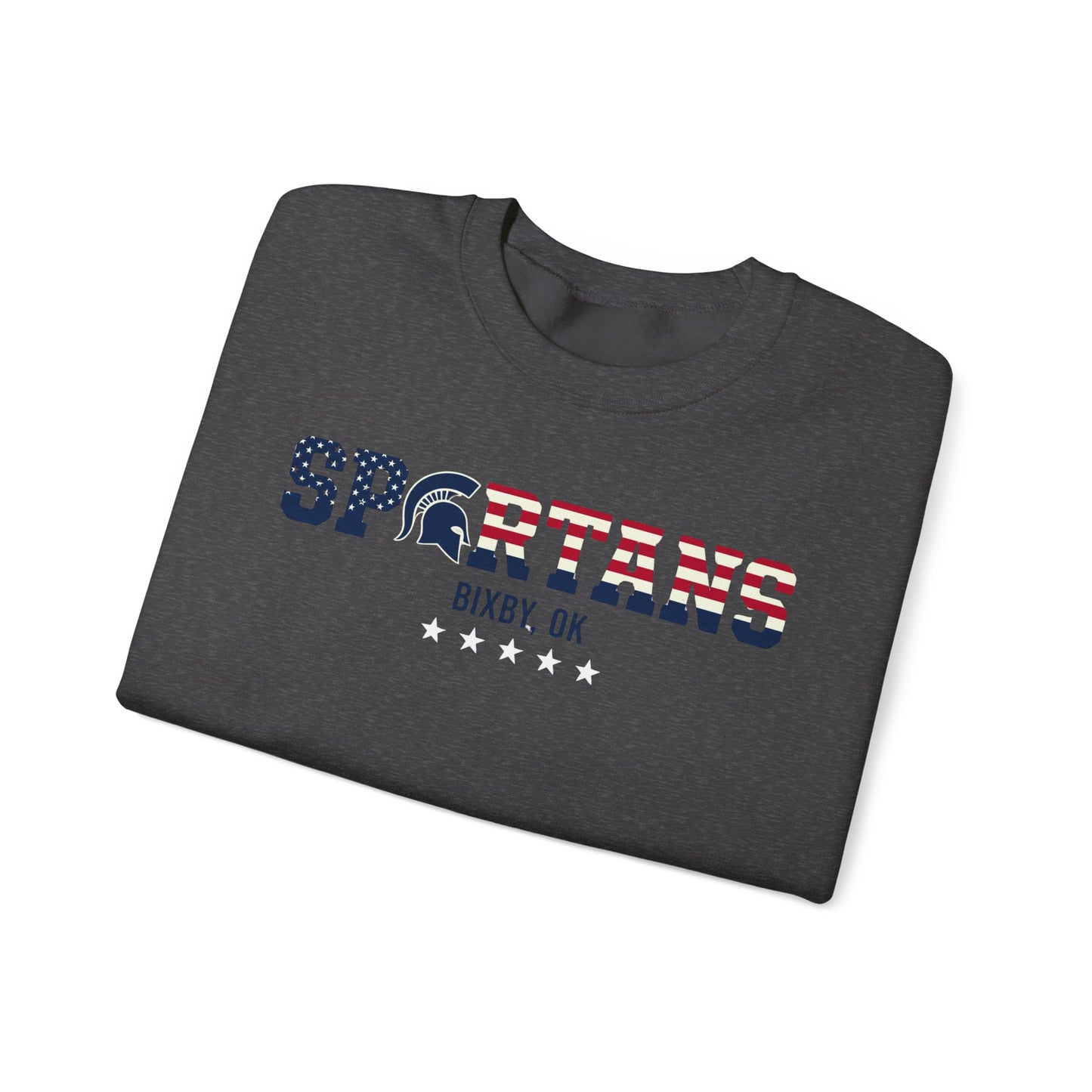 Bixby Spartans Patriotic Military and Veteran Gildan Sweatshirt