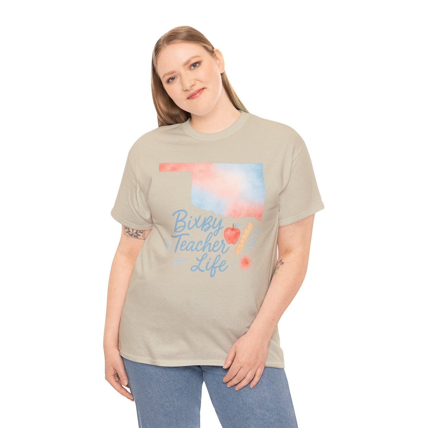 Teacher Life Bixby OK Watercolor Gildan Tee