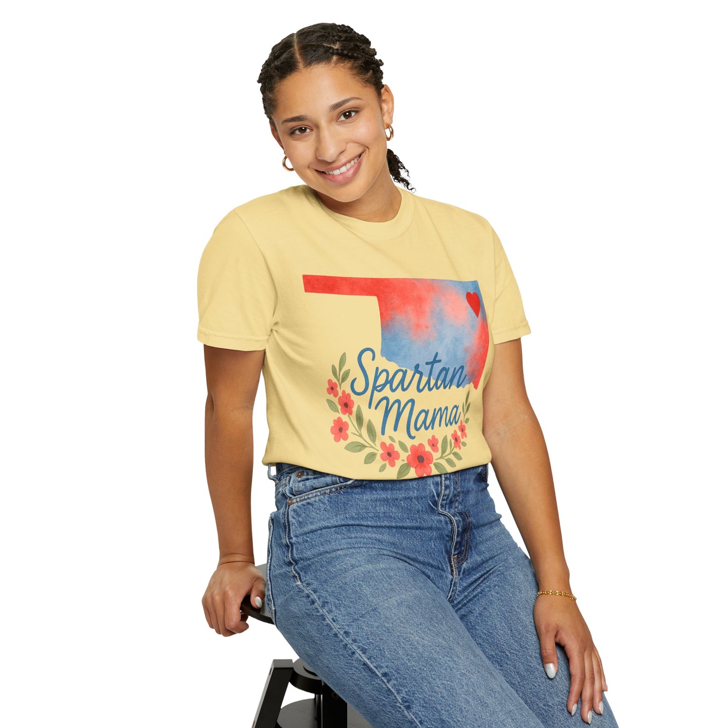 Spartan Mom Bixby OK Watercolor Comfort Colors Tee