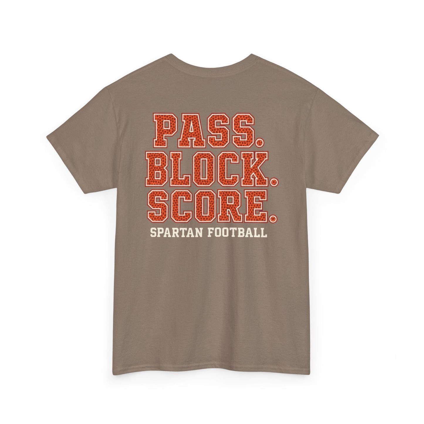 Pass. Block. Score. Spartan Football Gildan Tee