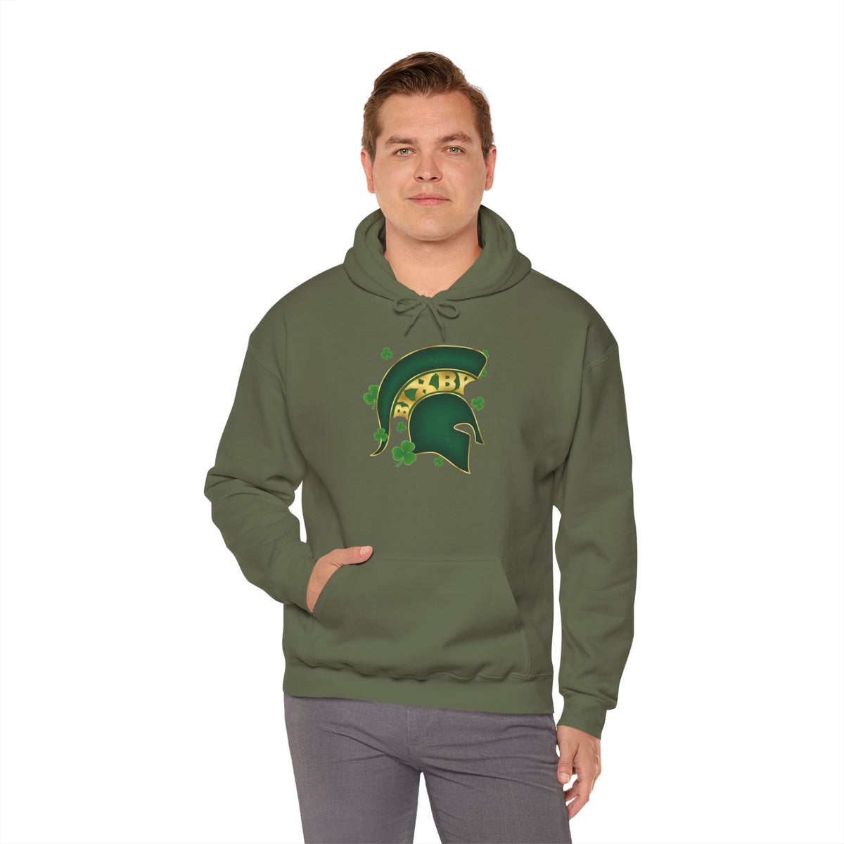 St. Patty's Good Luck Spartan Helmet Adult Gildan Hoodie