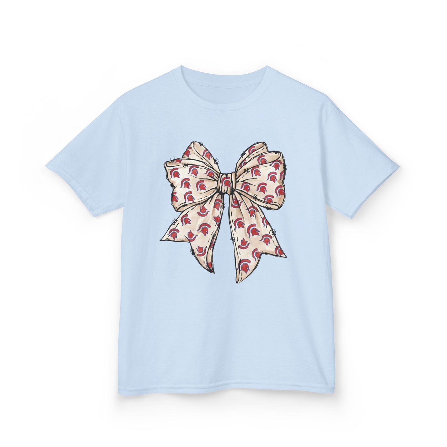 Spartan Helmet Pattered Bow Youth Gildan Tee