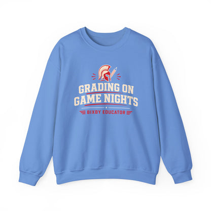 Bixby Spartans Grading On Game Nights - Funny Teacher Game Night Gift Sweatshirt