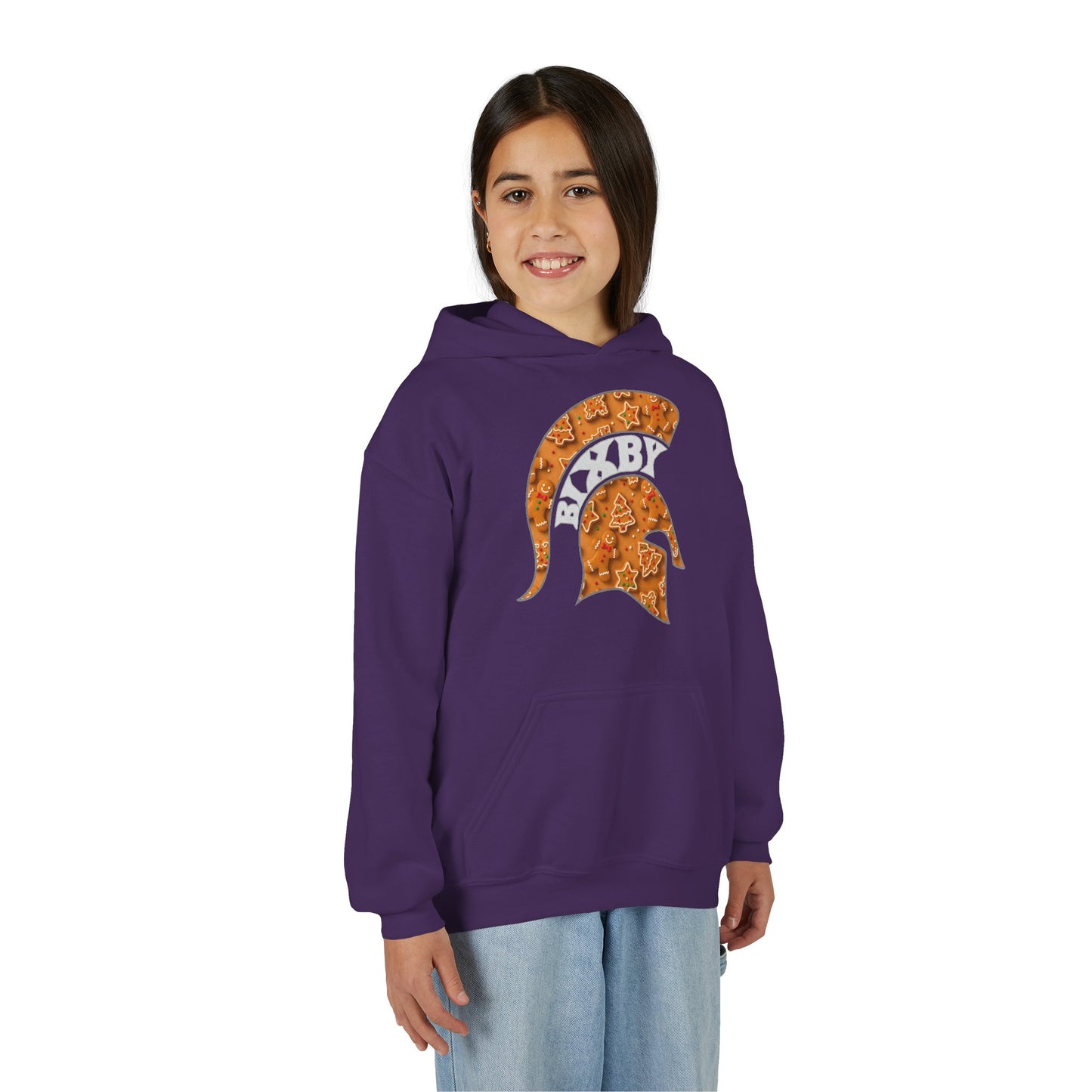 Bixby Spartan Gingerbread Helmet Youth Gildan Hoodie