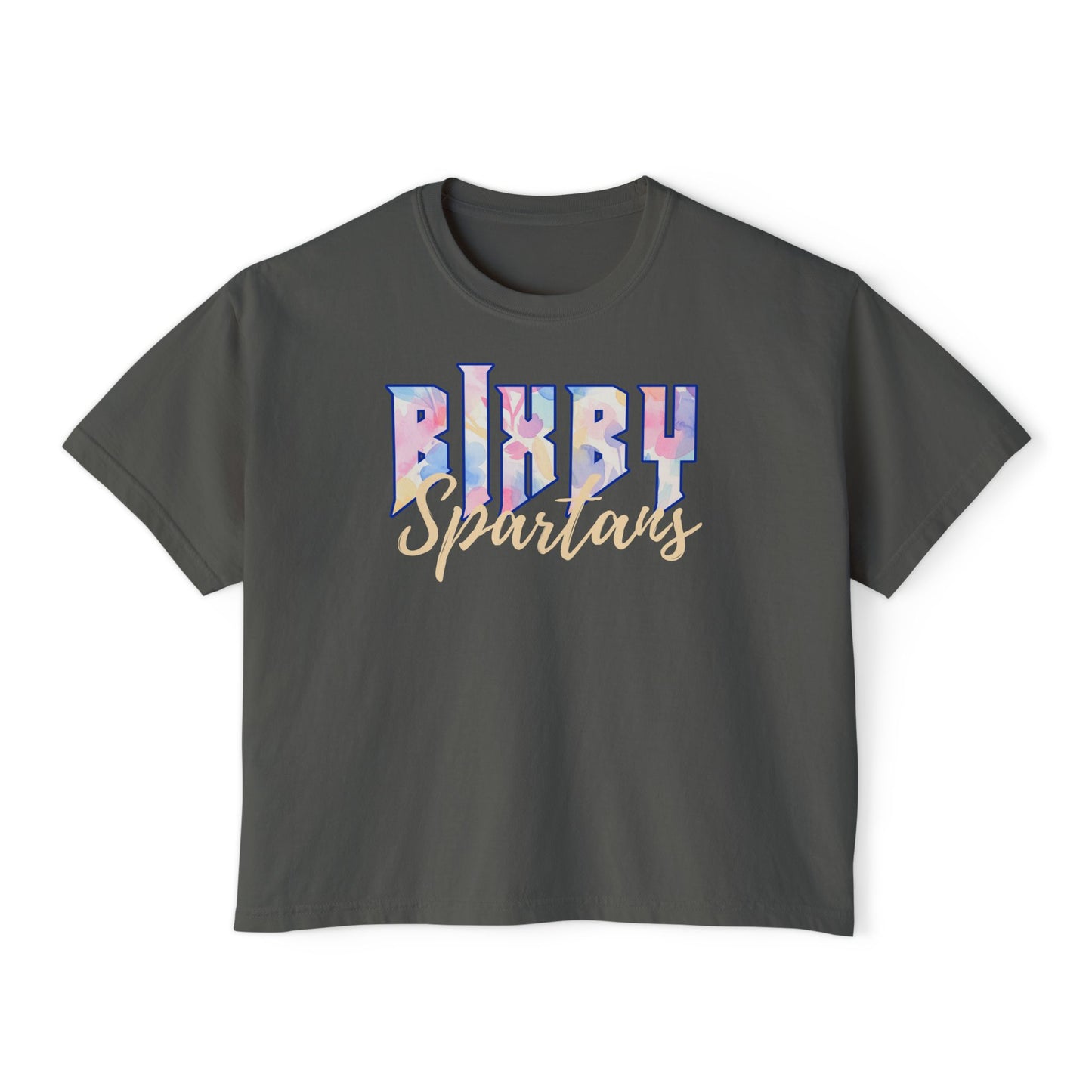 Bixby Spartans Comfort Colors Retro Floral Boxy Tee