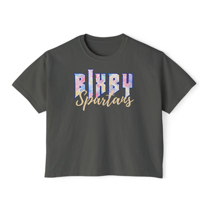Bixby Spartans Comfort Colors Retro Floral Boxy Tee