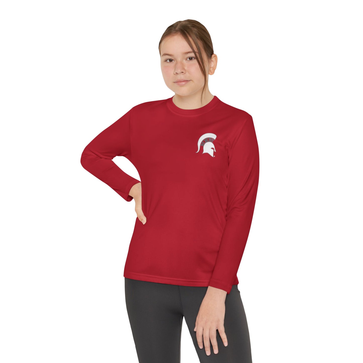 Spartan White Logo Youth Long Sleeve Sport-Tek Tee