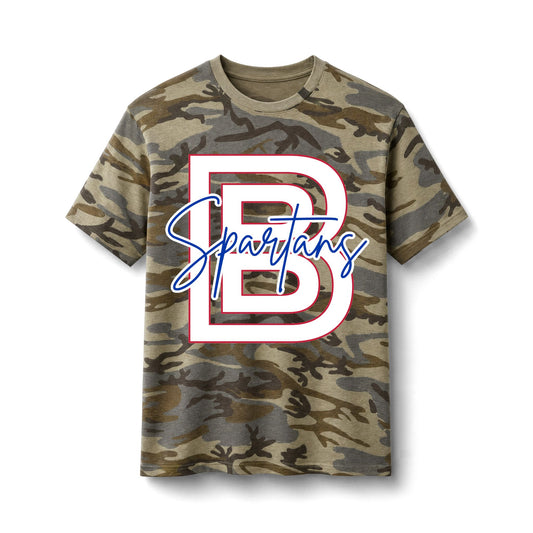 Bixby Spartans Camo 'B Spartans' - School Spirit Cotton T‑ Tee