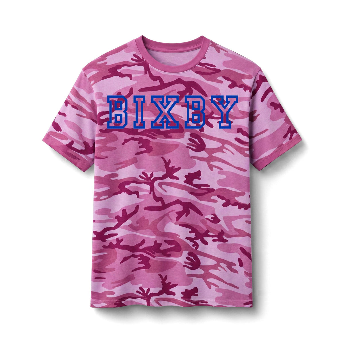 Bixby Spartans Camo With "BIXBY" Varsity Script Tee