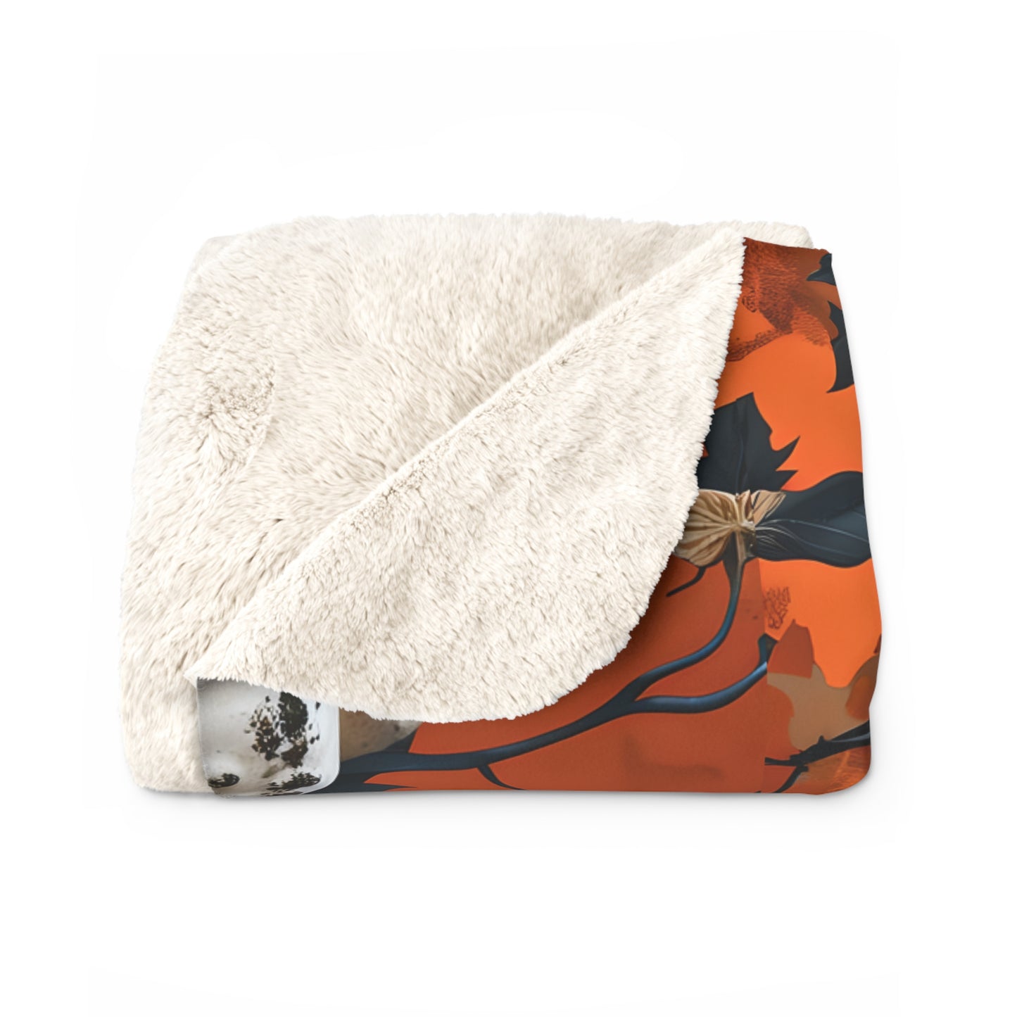 Pumpkin Floral Blast Sherpa Comfy Blanket