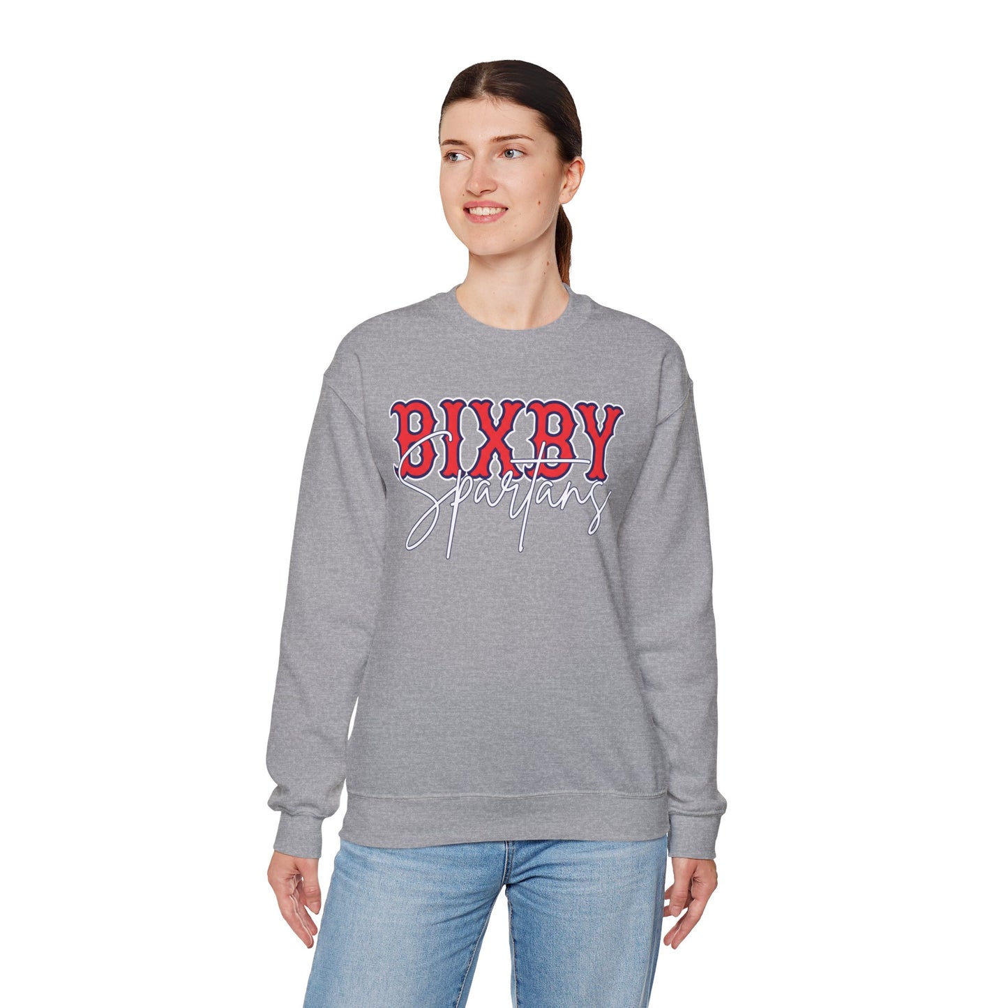 Bixby Spartans Cursive Print Gildan Sweatshirt