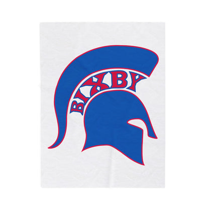 Spartan Blue Logo Velveteen Plush Blanket