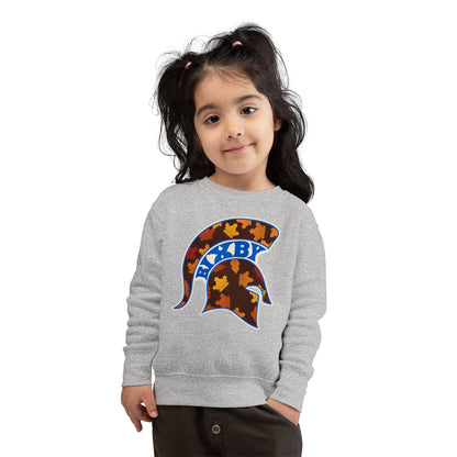 Bixby Spartans Fall Leaves Helmet Toddler Sweatshirt – Little Spartan Autumn Crewneck