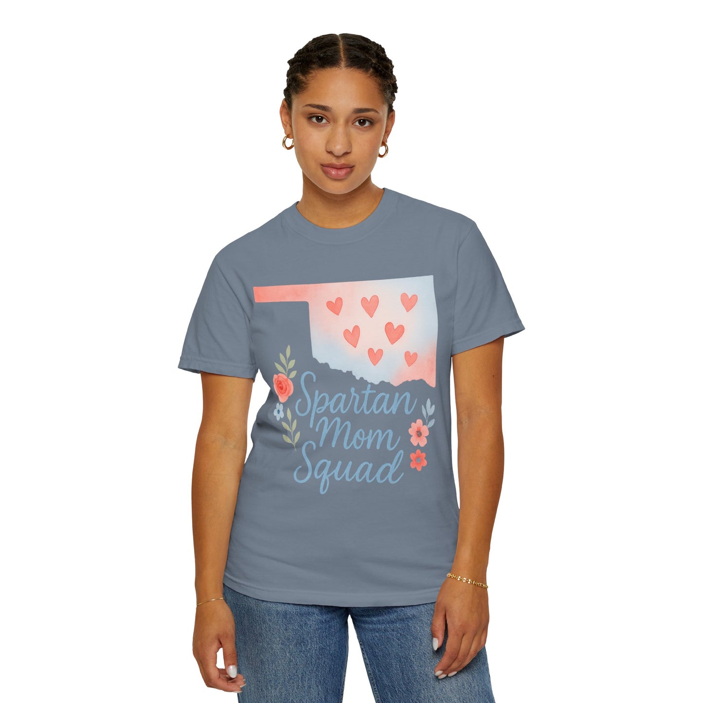 Spartan Mom Squad Bixby OK Watercolor Comfort Colors Tee