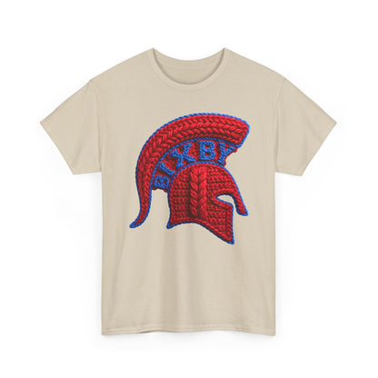 Knit-Print Spartan Helmet Logo Gildan Tee