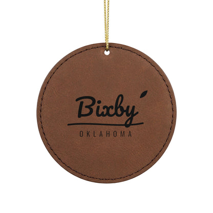 Bixby Garden Script Engraved Leatherette Ornament