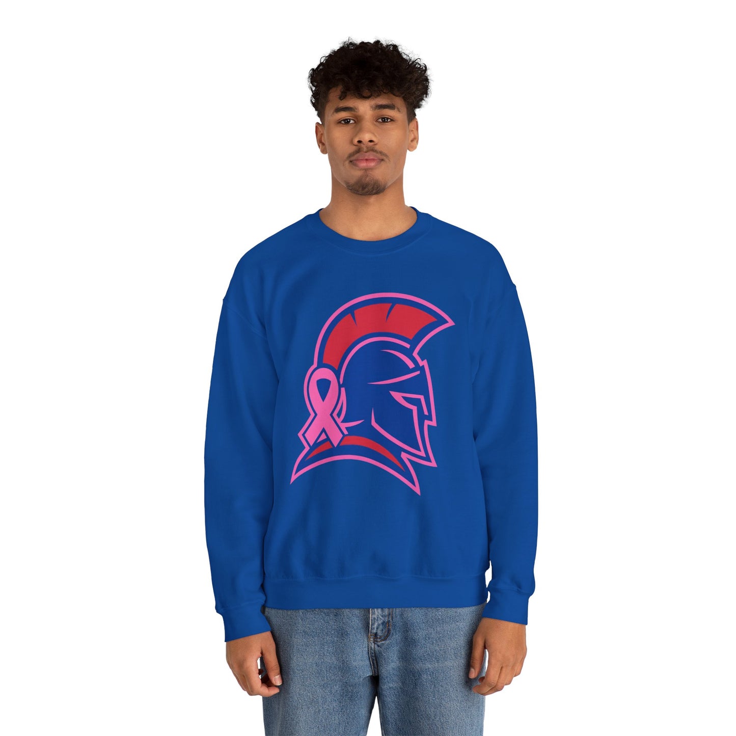 Spartan Helmet Breast Cancer Awareness Gildan Sweatshirt