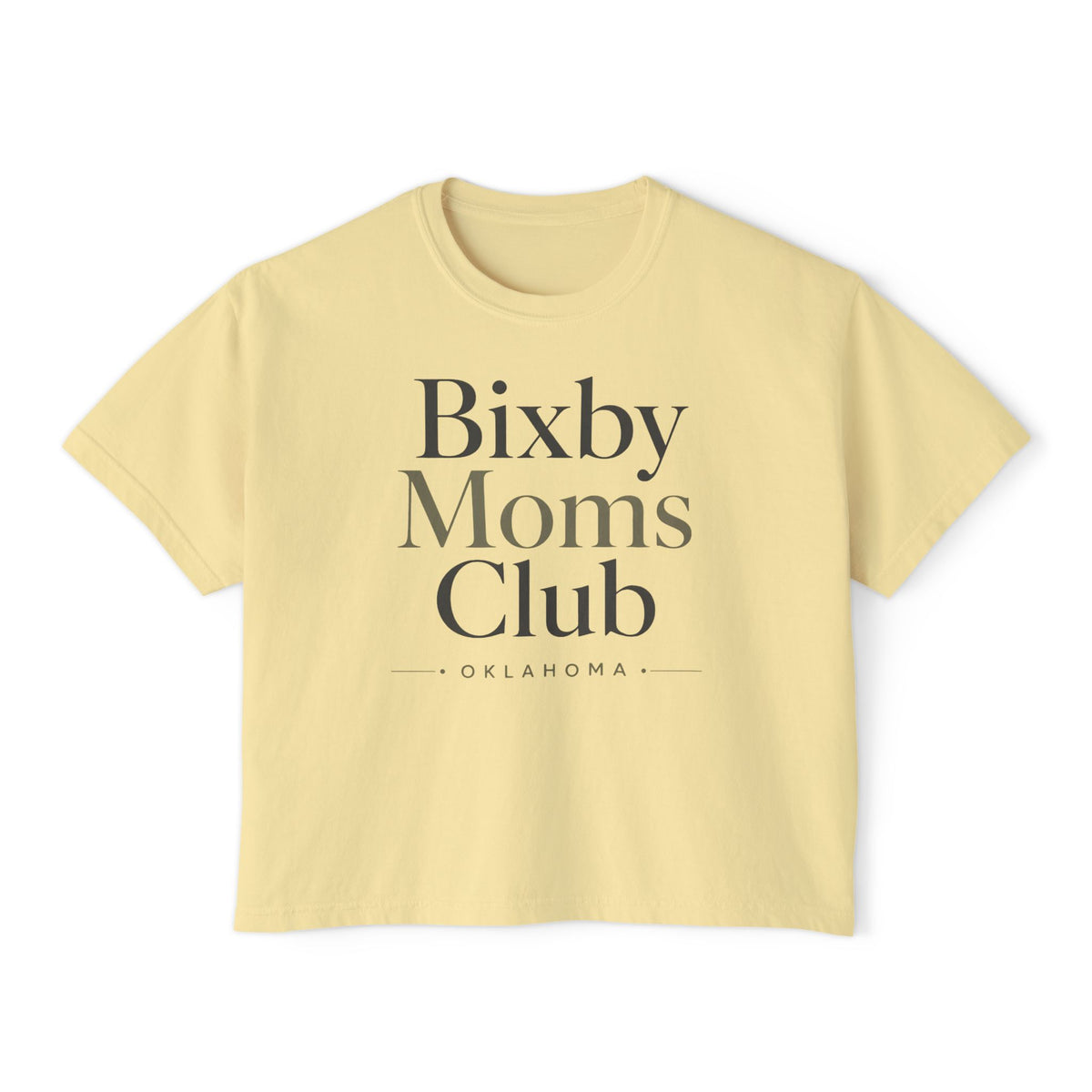 Bixby Moms Club Boxy Tee — Women's Local Mom Group Shirt (Oklahoma)