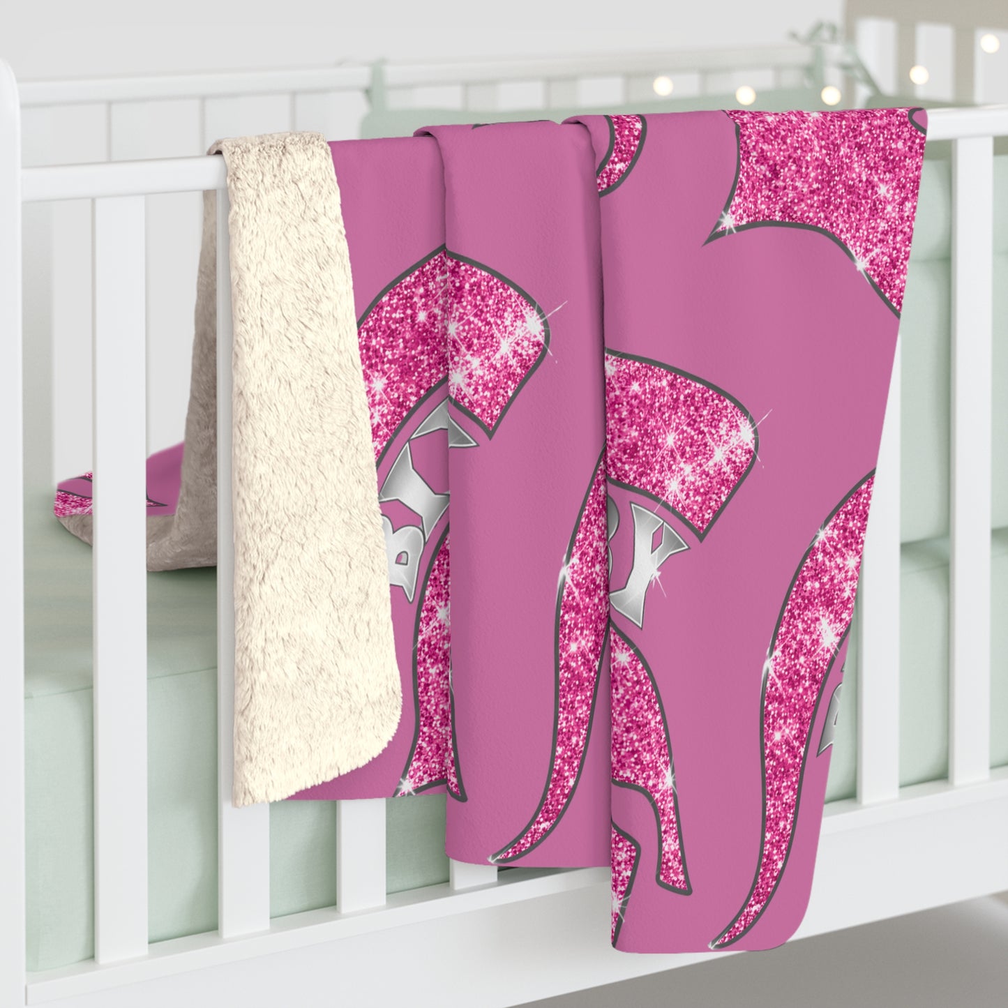 Spartan Pink Bling Logo Sherpa Fleece Blanket