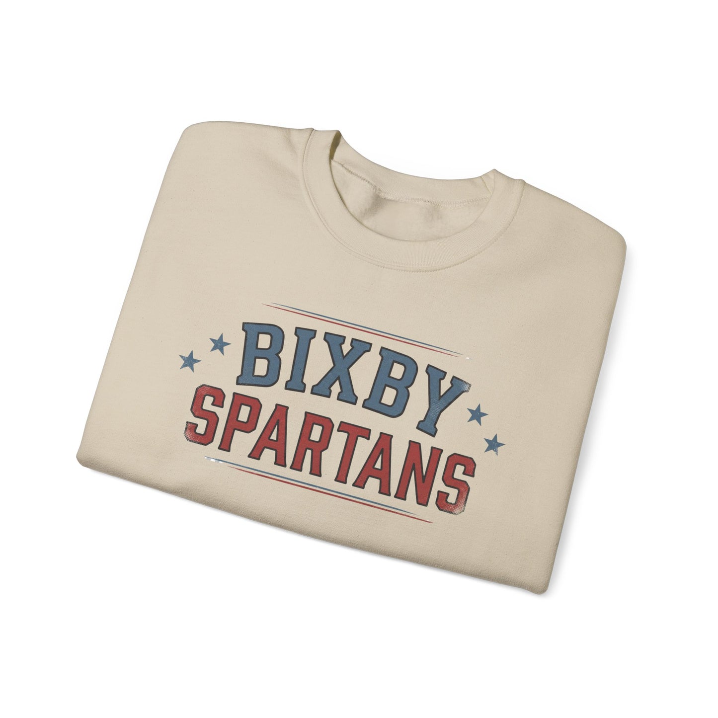 Bixby Spartans Vintage Distressed with Sleeve Print Spirit Sweatshirt