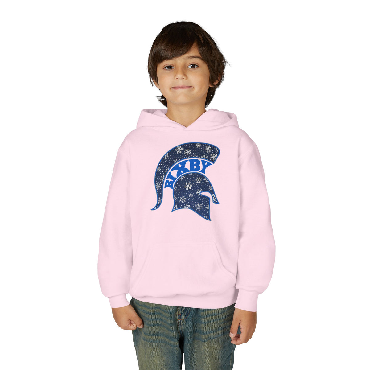 Bixby Spartans Snowflake Helmet Youth Hoodie, Kids Winter