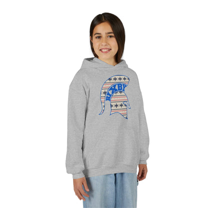 Bixby Spartans Ugly Sweater Helmet Youth Hoodie, Kids Christmas