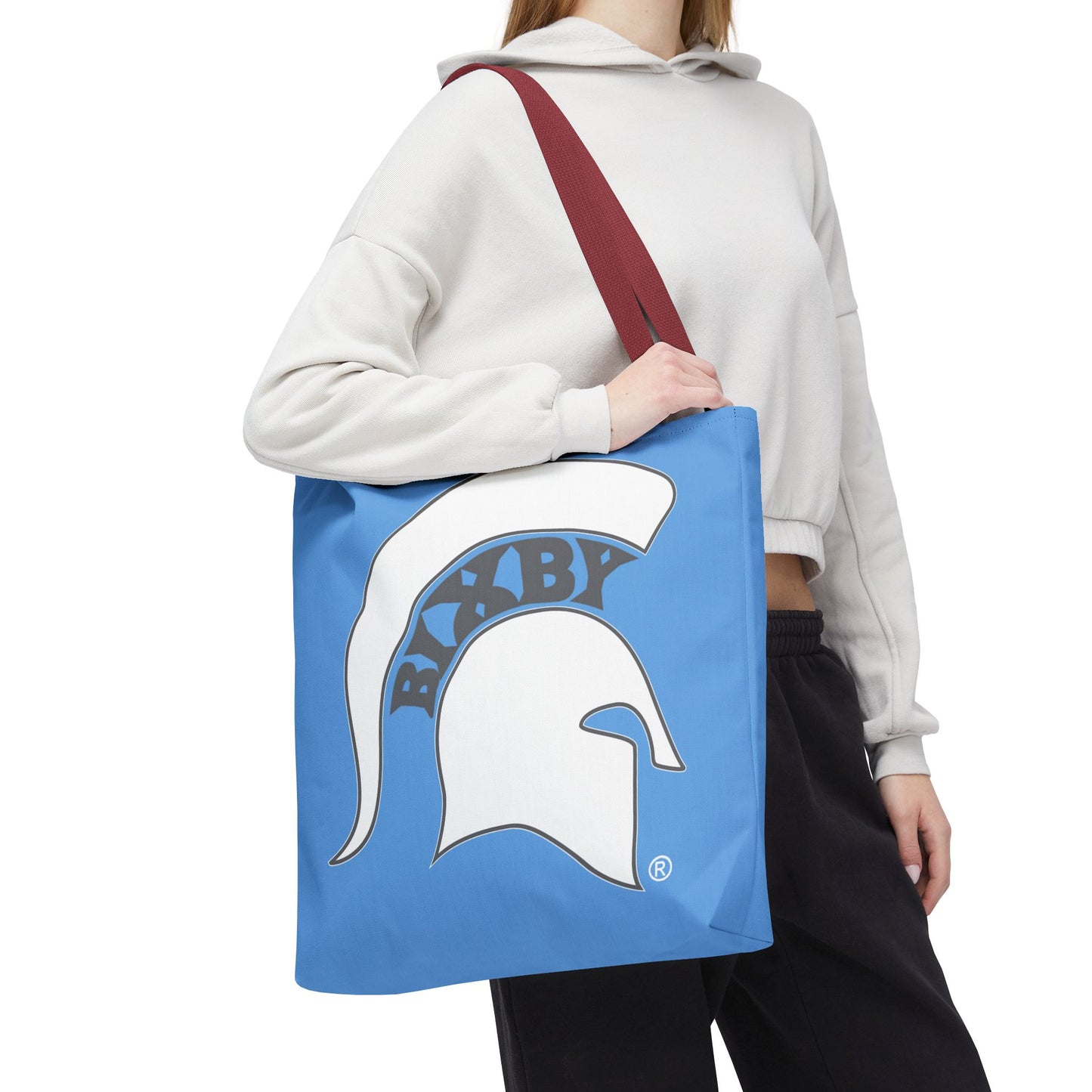 Bixby Spartans White Logo Blue Polyester Tote Bag
