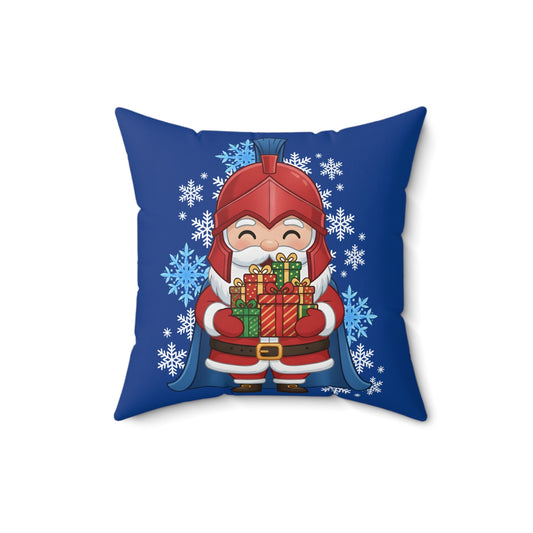 Spartan Santa Blue Christmas Pillow