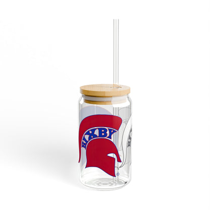 Bixby Spartans Red White And Blue Sipper Glass 16oz Tee