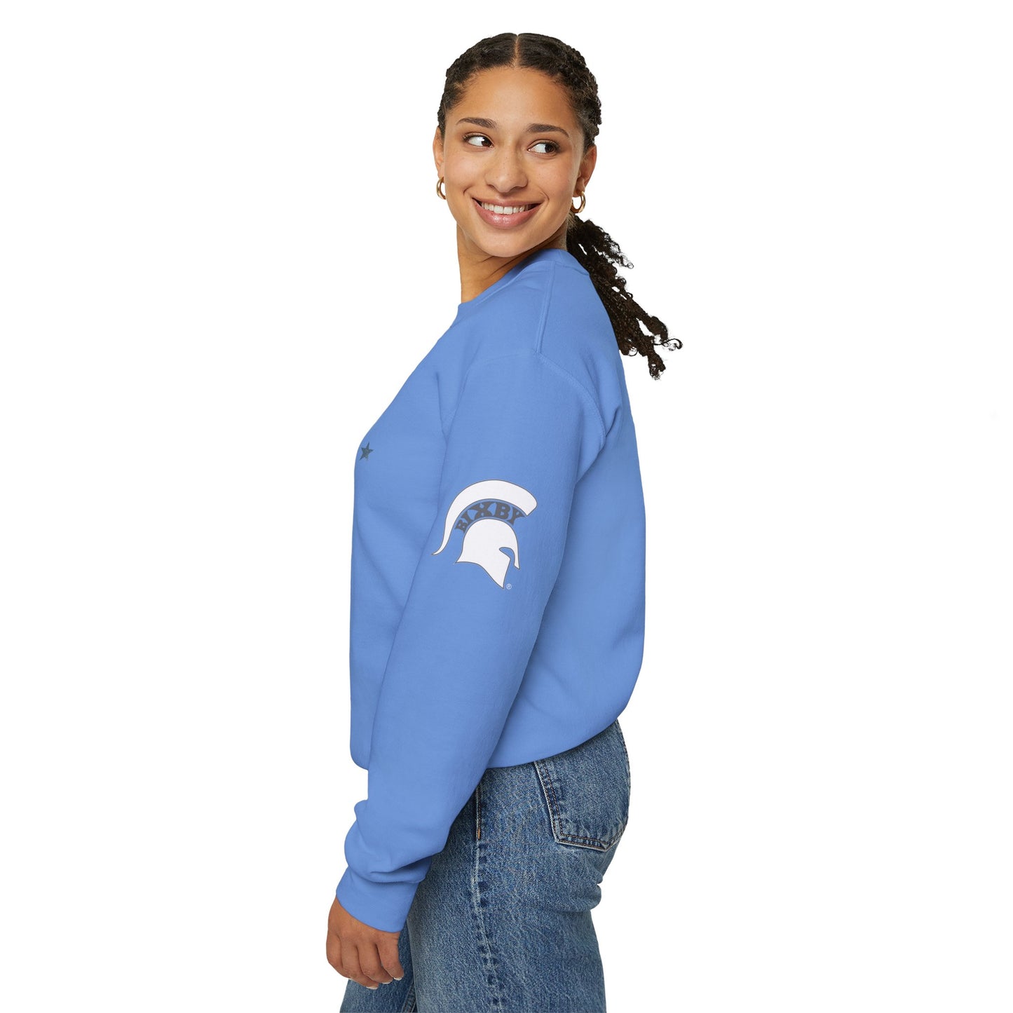 Bixby Spartans Vintage Distressed with Sleeve Print Spirit Sweatshirt