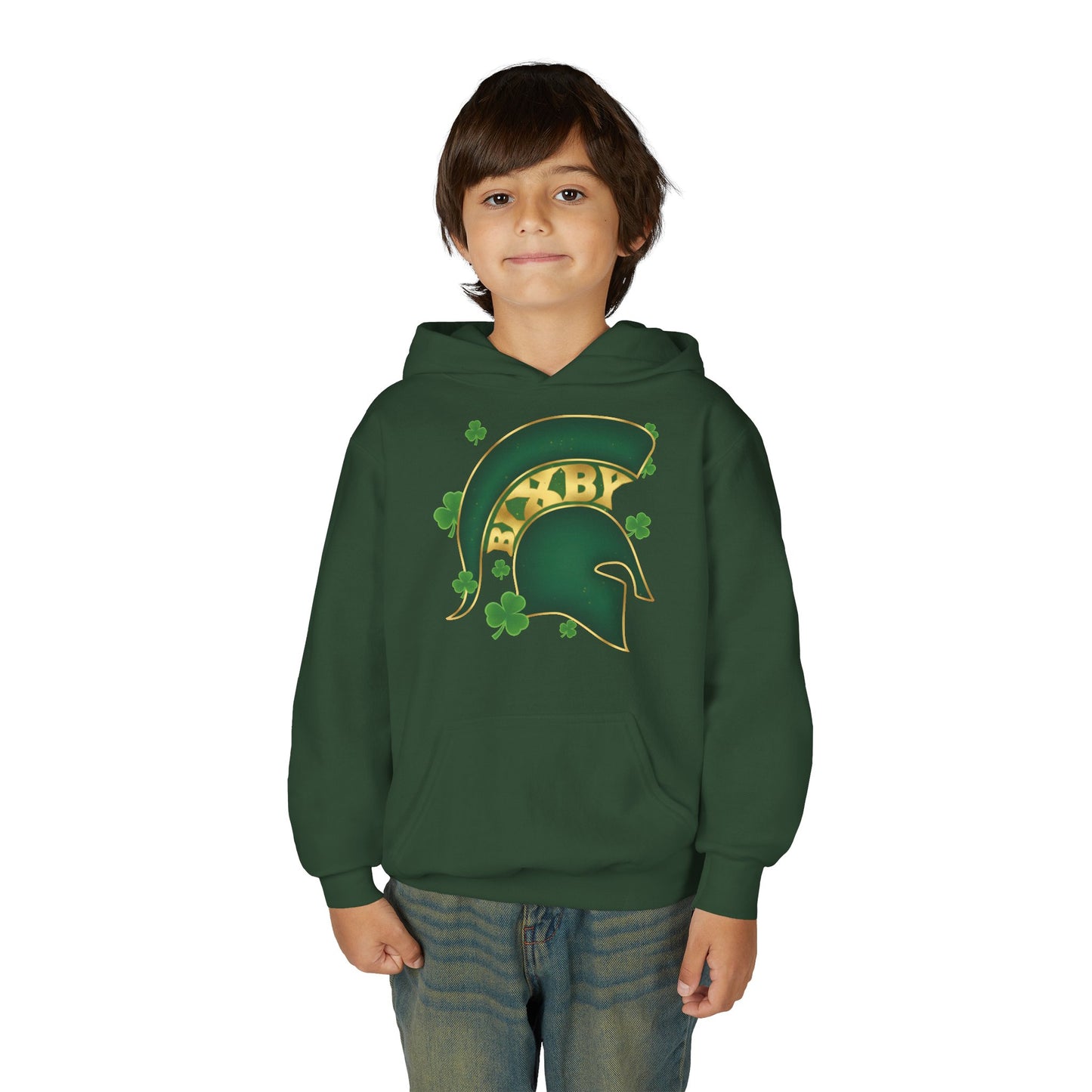 St. Patty's Good Luck Spartan Helmet Youth Hoodie