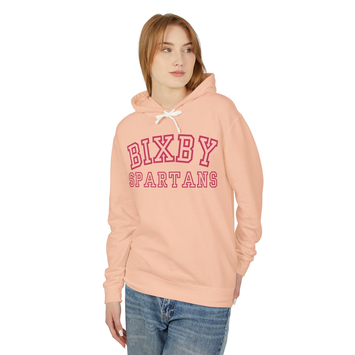 Bixby Spartans Pink Print Premium Comfort Colors Hoodie