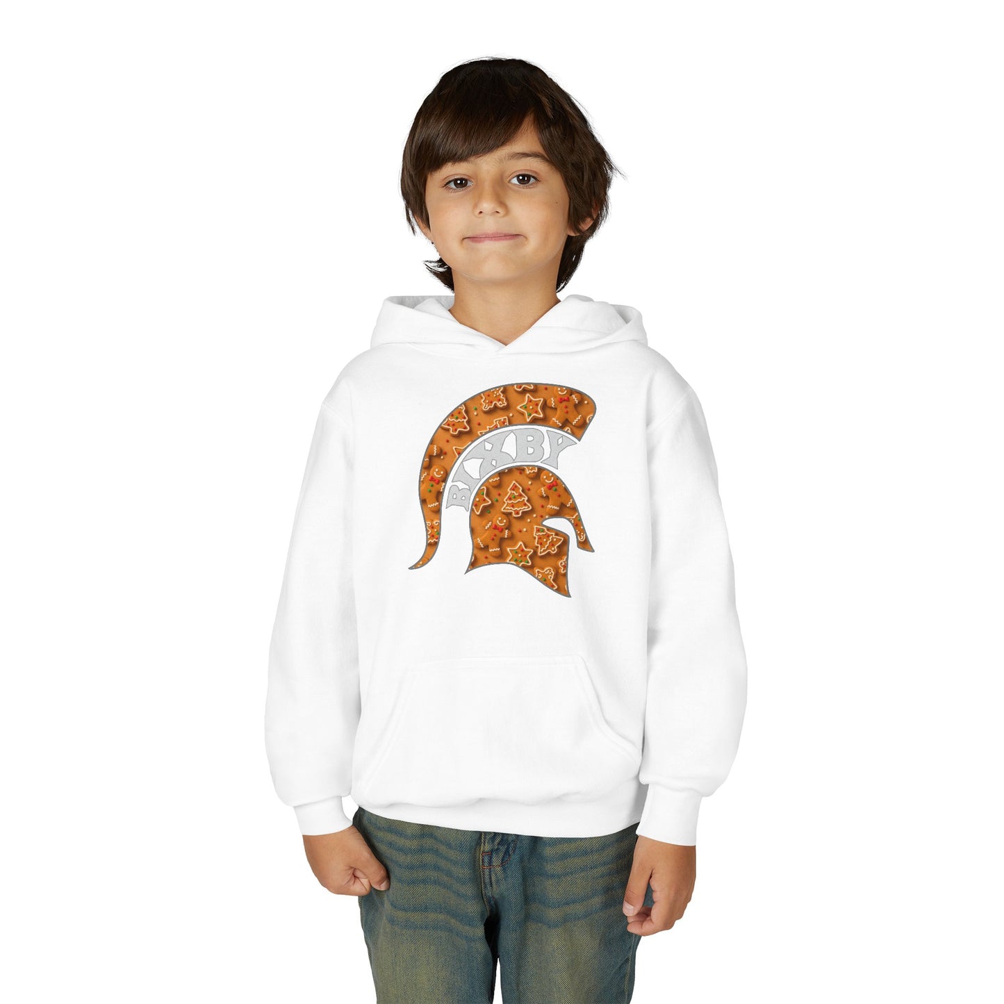 Bixby Spartan Gingerbread Helmet Youth Gildan Hoodie