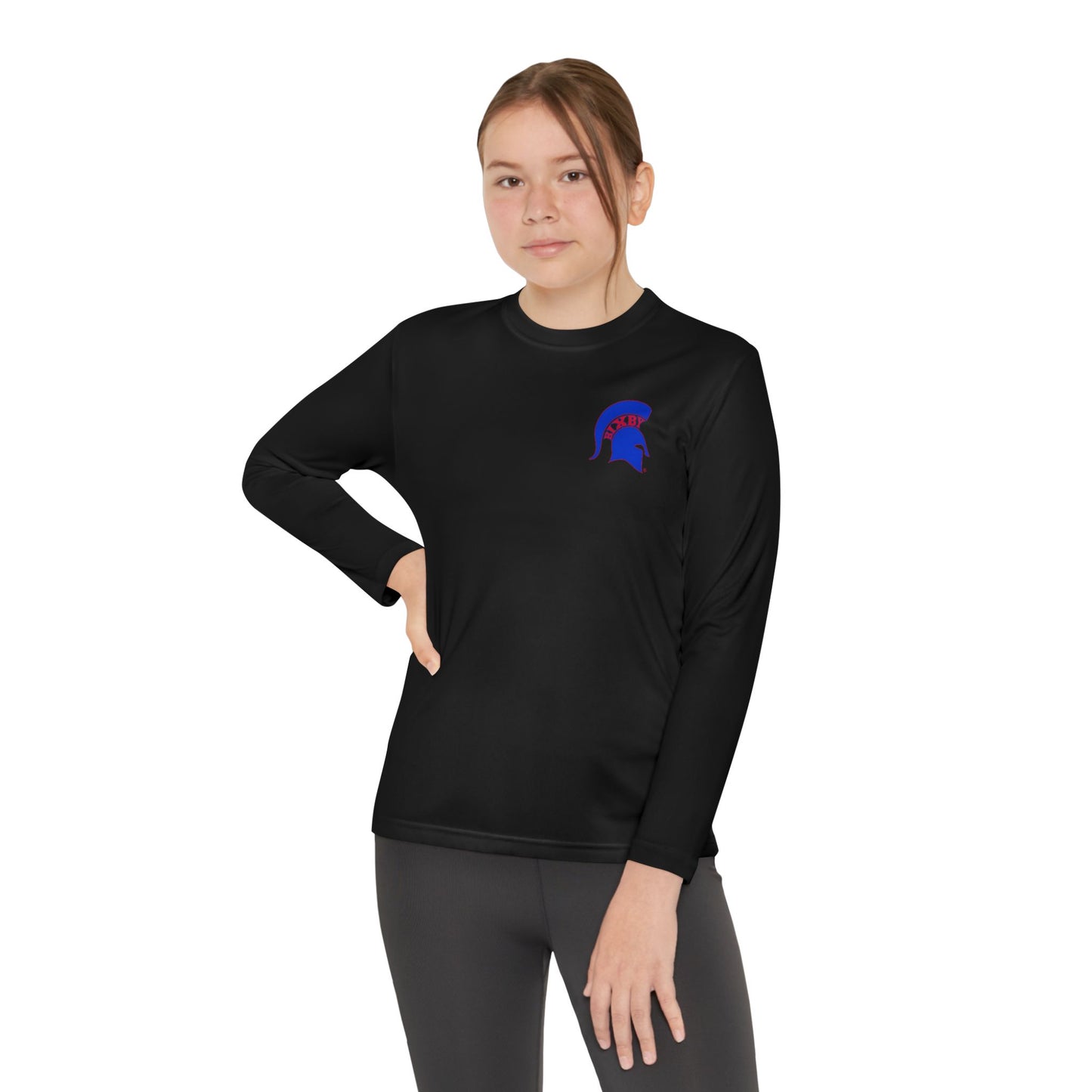 Spartan Blue Logo Youth Long Sleeve Sport-Tek Tee