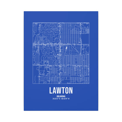 Lawton Street Map Canvas, White on Royal Blue