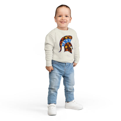 Bixby Spartans Fall Leaves Helmet Toddler Sweatshirt – Little Spartan Autumn Crewneck