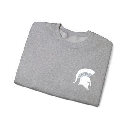 Embroidered White Spartan Helmet Gildan Sweatshirt