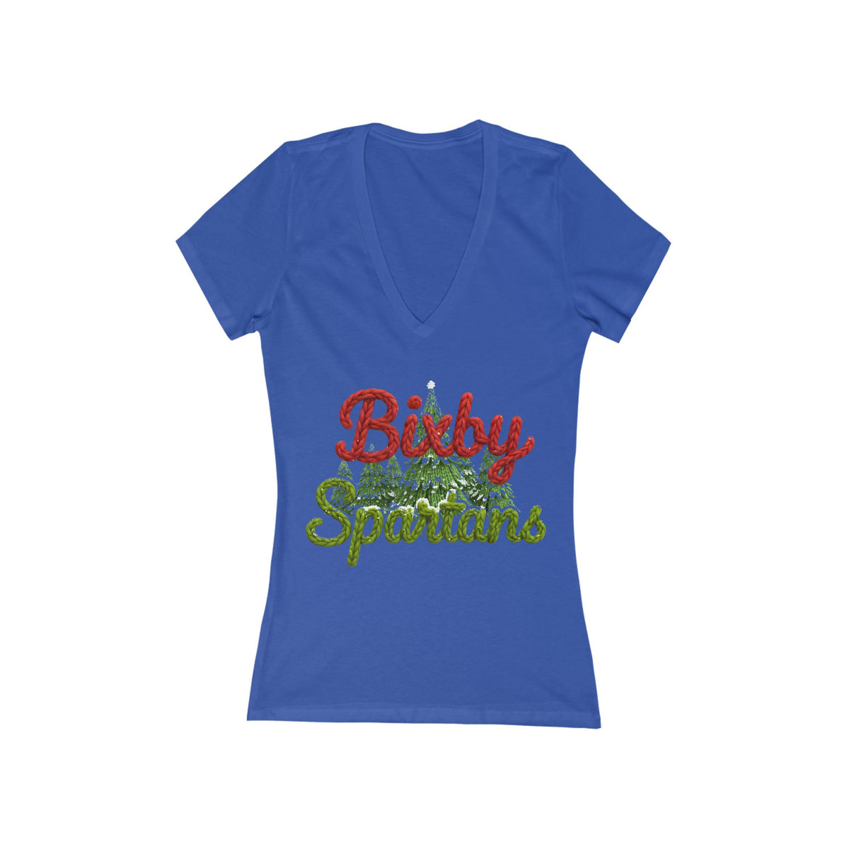 Bixby Spartans Twisted Yarn Print Bella+Canvas V-Neck Tee