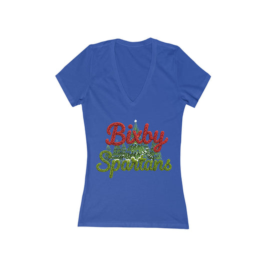 Bixby Spartans Twisted Yarn Print Bella+Canvas V-Neck Tee