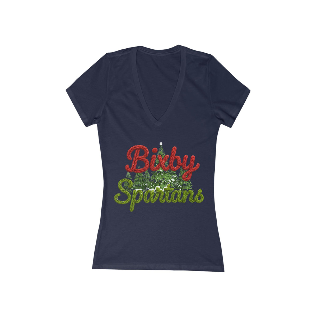 Bixby Spartans Twisted Yarn Print Bella+Canvas V-Neck Tee